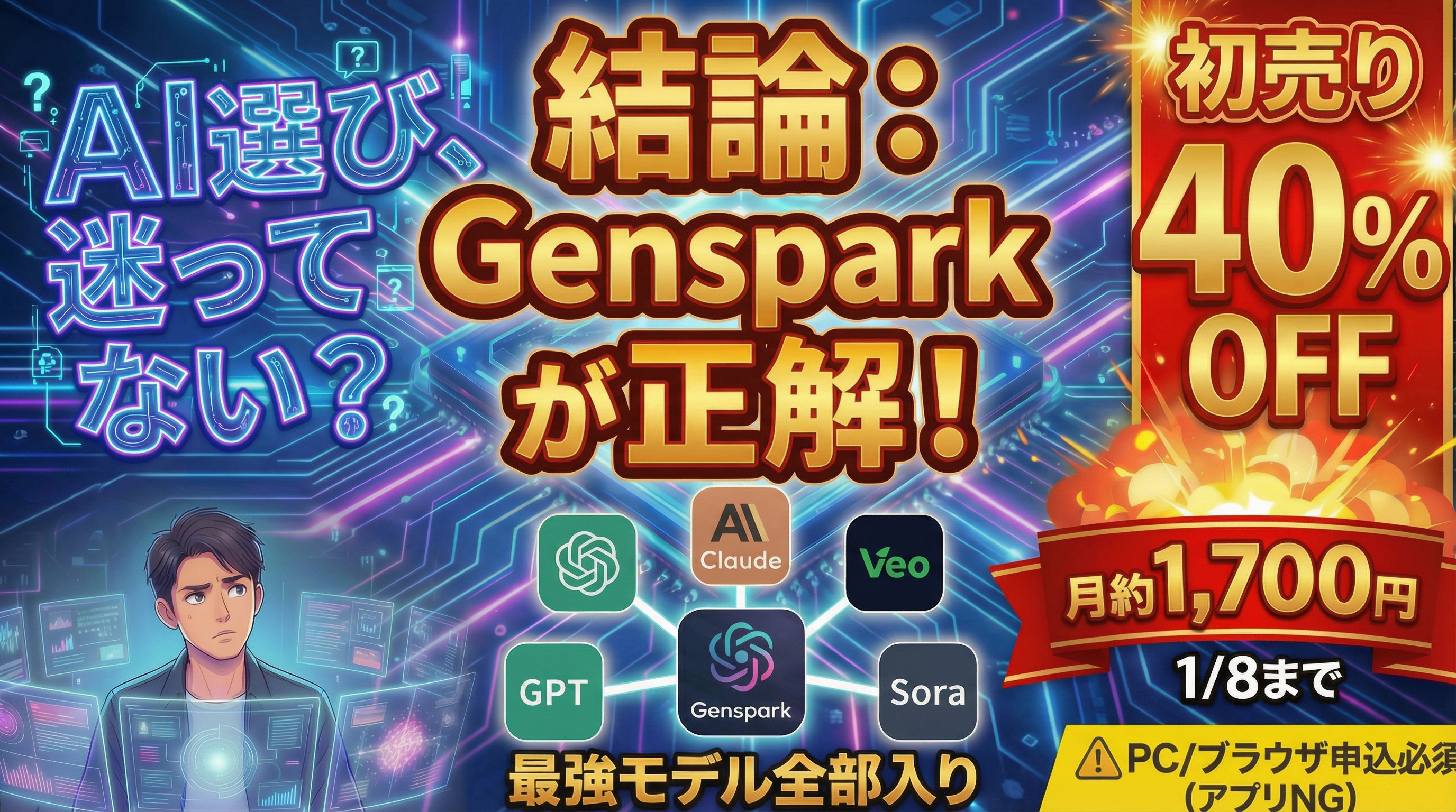 【初売り40%オフは1月8日まで】Genspark｜AI初心者必見！Gensparkで複数AI使い放題｜月額3500円で10種類以上のAIモデルを活用